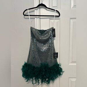 Lulu's Green and Silver Sequin Dress